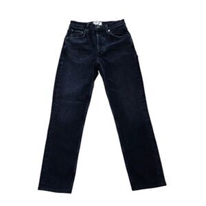AGOLDE Riley Crop Jeans 24x26 High Rise Straight Black Stretch Denim
